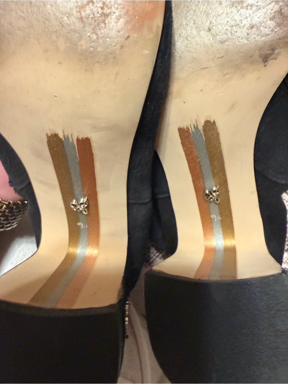 Sam Edelman Black Suede Pointed Toe Block Heel Ankle Boots with Gold Zipper - Picture 4 of 6